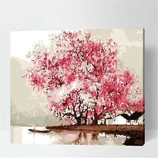 Good Value 油絵 数字キットによる絵画 塗り絵 大人 手塗り DIY絵 デジタル油絵 手描き 応接間装飾画 塗装 壁掛け 手作り 初心者手芸 40x50cm - ピンクの木