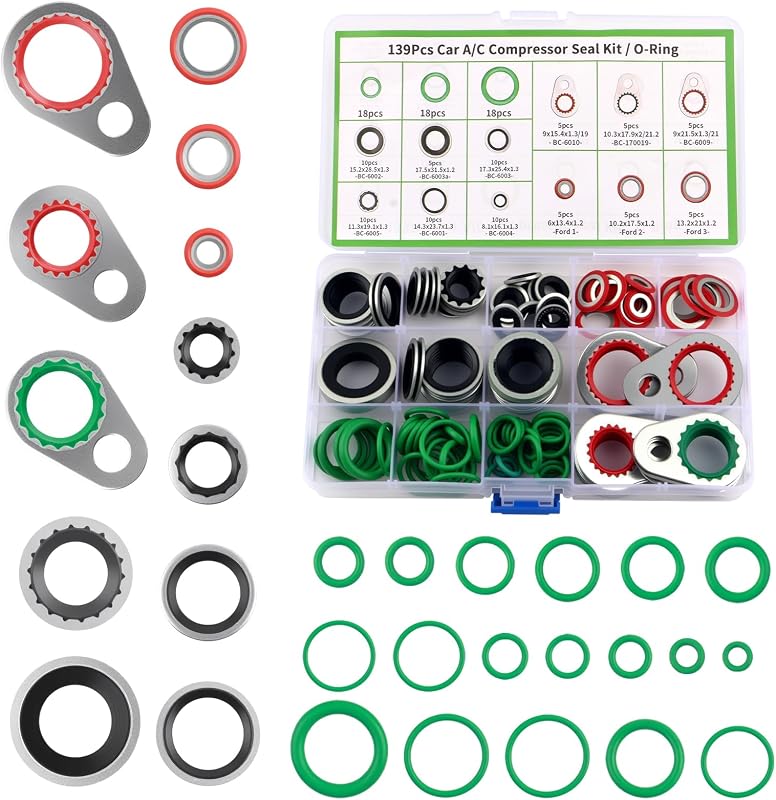 Kit de Anéis de Vedação O-Ring para Ar-Condicionado Automotivo VKQTS com 139 Peças