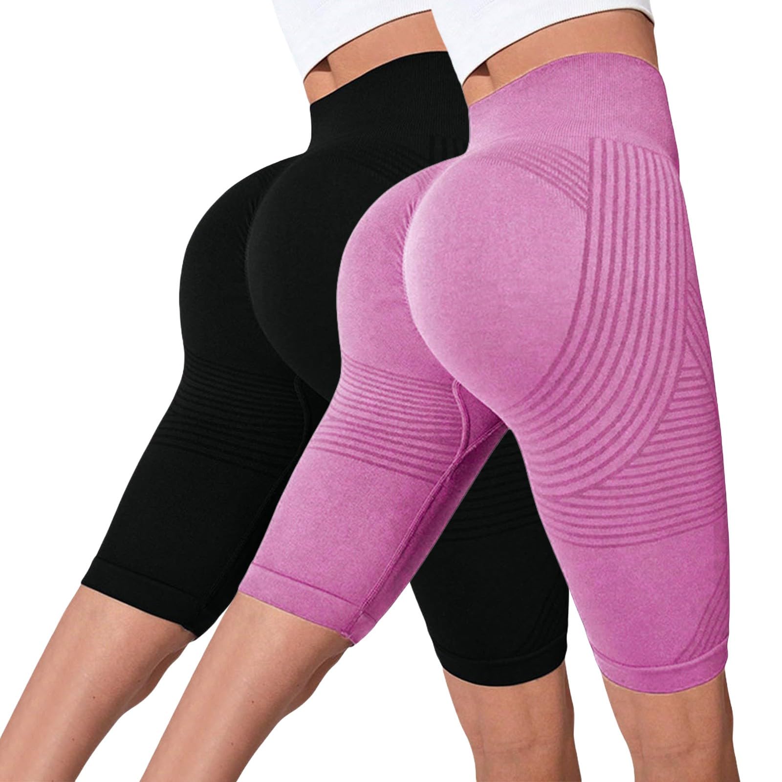 Generico Leggins 3D Anticellulite Corti Donna, Push Up Sculpture Lipedema a Compressione Controllo Graduata Anti Cellulite Leggings Sportivo Vita Alta Senza Cuciture Leggins Cotone Donna