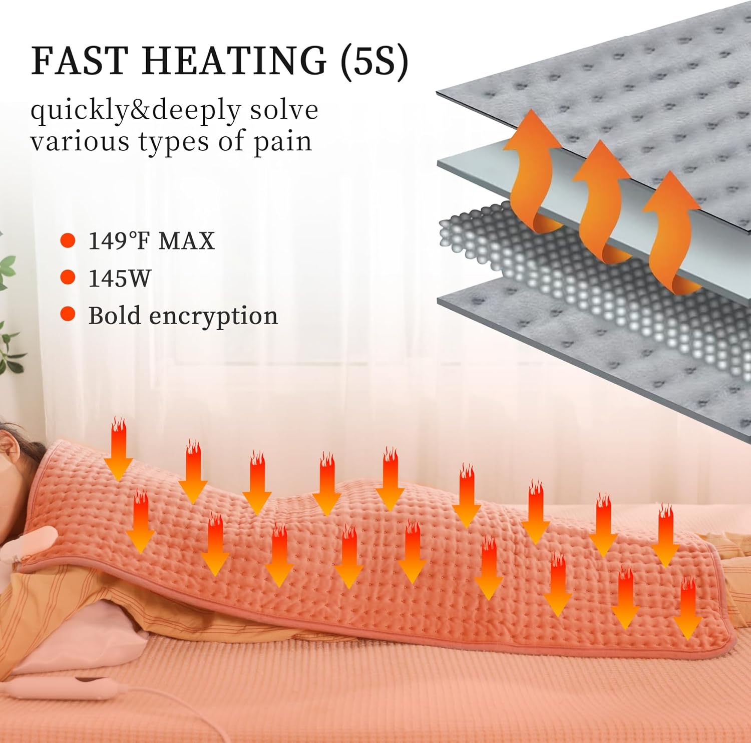 Extra Large Heating pad,XXXL Heating Pad for Back Pain Relief, 20x40 Electric Heating Pad Moist Heat Fast Heating 10 Heat Settings Auto Shut Off Soft Washable Heat Pad for Neck Shoulder Muscle Cramps