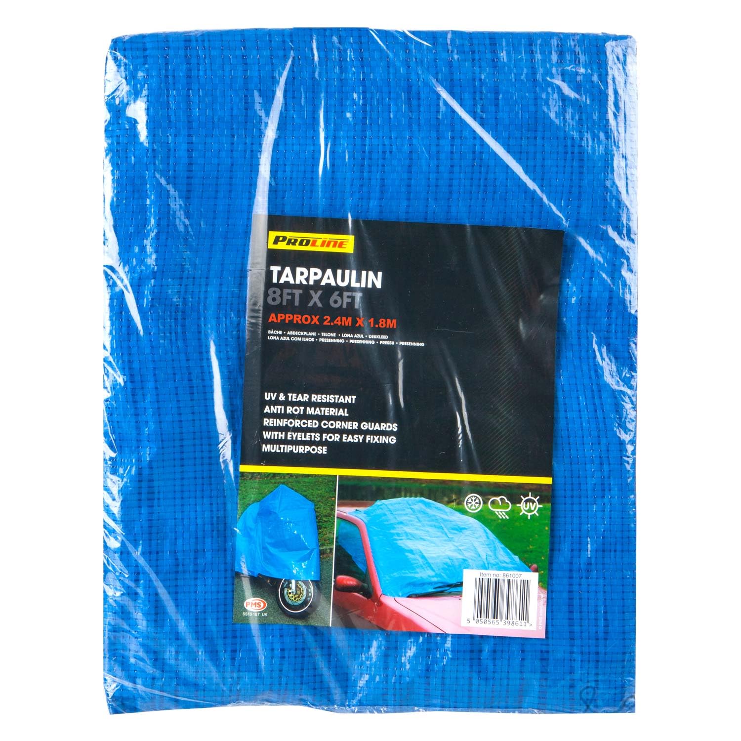 VFM - 8Ft X 6Ft Tarpaulin Blue Multipurpose Cover With 10 Eyelets - Proline