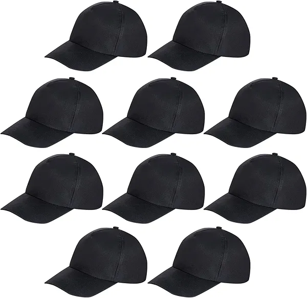 Yookat 10 Pieces White Baseball Caps - DIY Sun Hats for Kids
