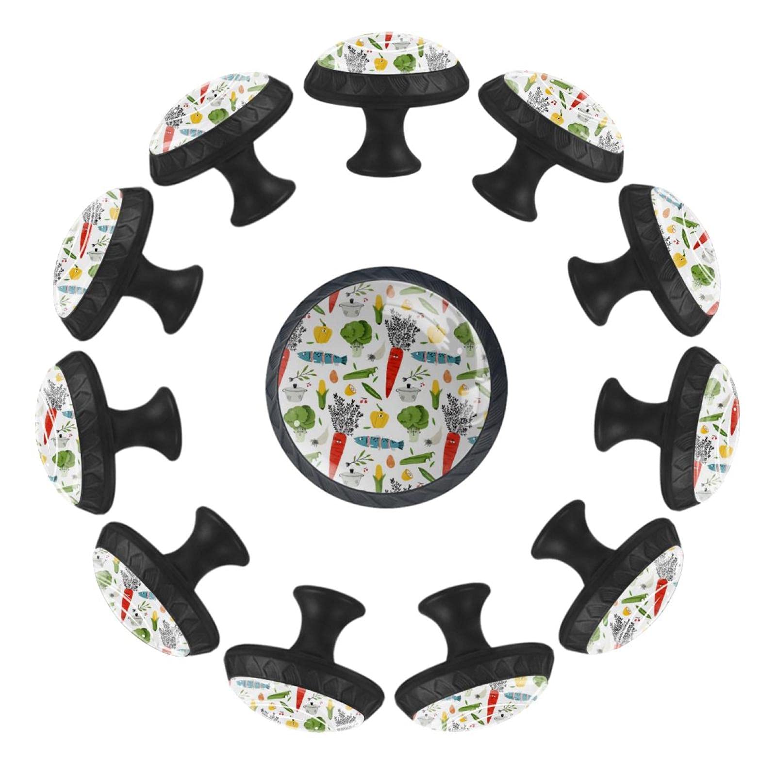 Boutons de tiroir ronds motifs légumes poissons 35 mm pour relooker une commode