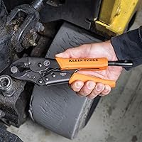 Vista 6 de Klein Tools 38663 - Juego de alicates de bloqueo, punta larga de 7 pulgadas y mordaza curvada de 10 pulgadas, alto par de torsión y potencia