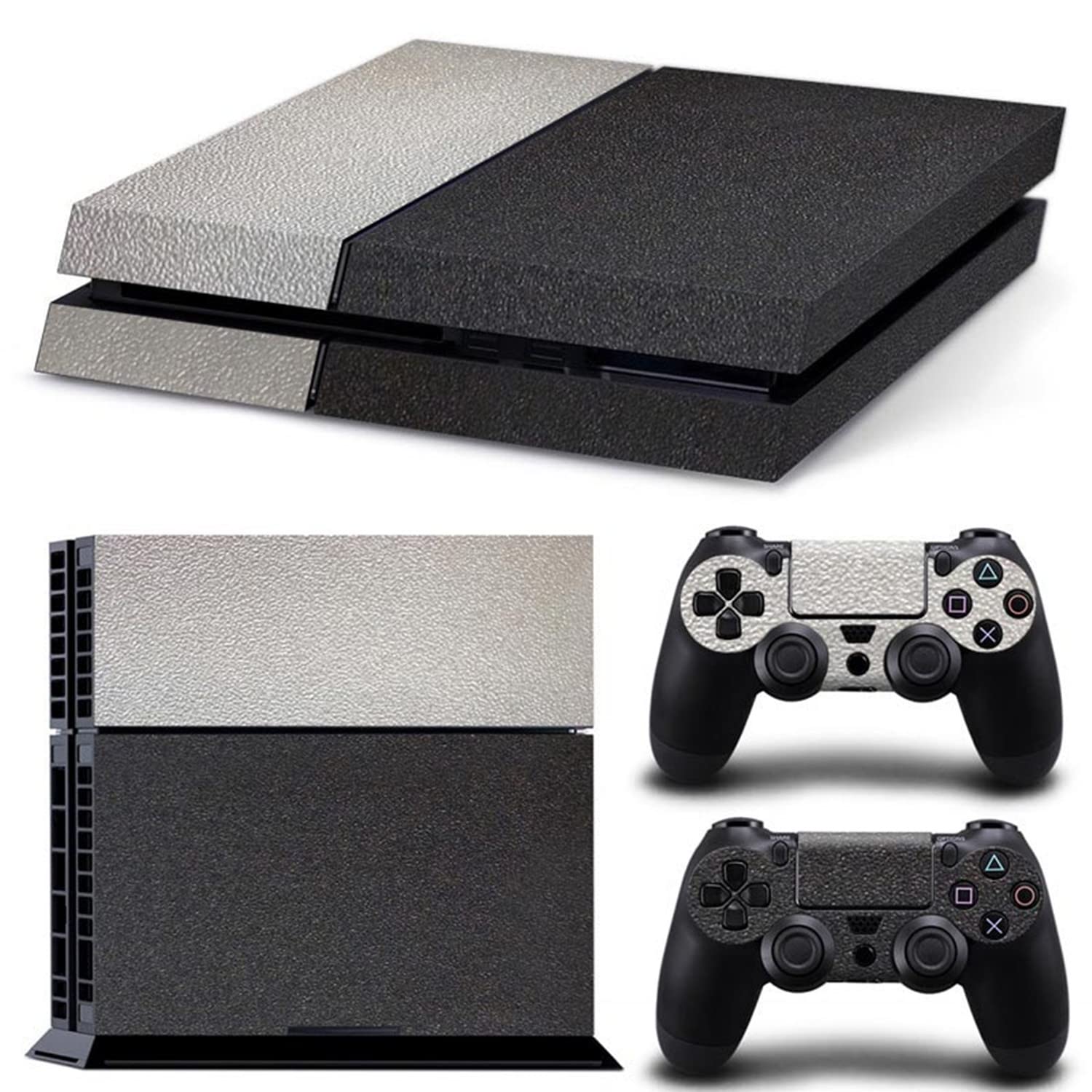 eWINNERVinyl Skins Games Console Decals & Controller Stickers Skin compatible with Sony PS4 Console&Dualshock Controller (not PS4 Slim/not PS4 Pro/Not PS5) (Black&White)