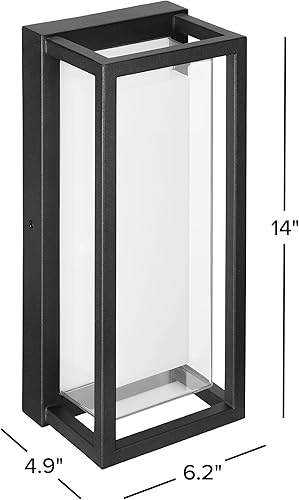 Miniatura 8 de Maxxima Farol LED de pared para porche, color negro con lente transparente, 1800 lúmenes, 5 CCT 2700K/3000K/3500K/4000K/5000K, linterna moderna para