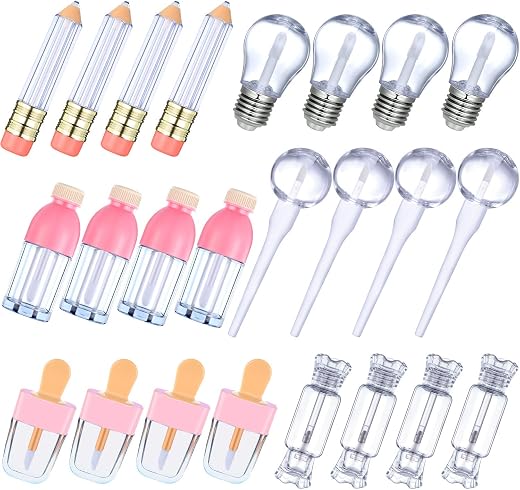 Maitys 24pc Novelty Empty Lip Gloss Tubes, 6 Creative Styles: Ice Cream, Light Bulb, Lollipop, Coke Bottle, Candy, Pencil ...
