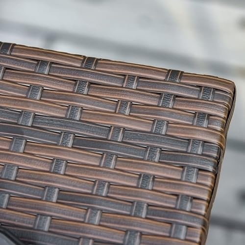 Miniatura 7 de Outsunny Mesa auxiliar para exteriores con agujero para paraguas, mesa auxiliar de mimbre de ratán de 2 niveles con estante de almacenamiento, todo