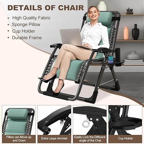 Miniatura 8 de DoCred Cómoda silla reclinable plegable para dormitorio y sala de estar, silla reclinable plegable Ice Touch con bandeja extraíble para interiores y