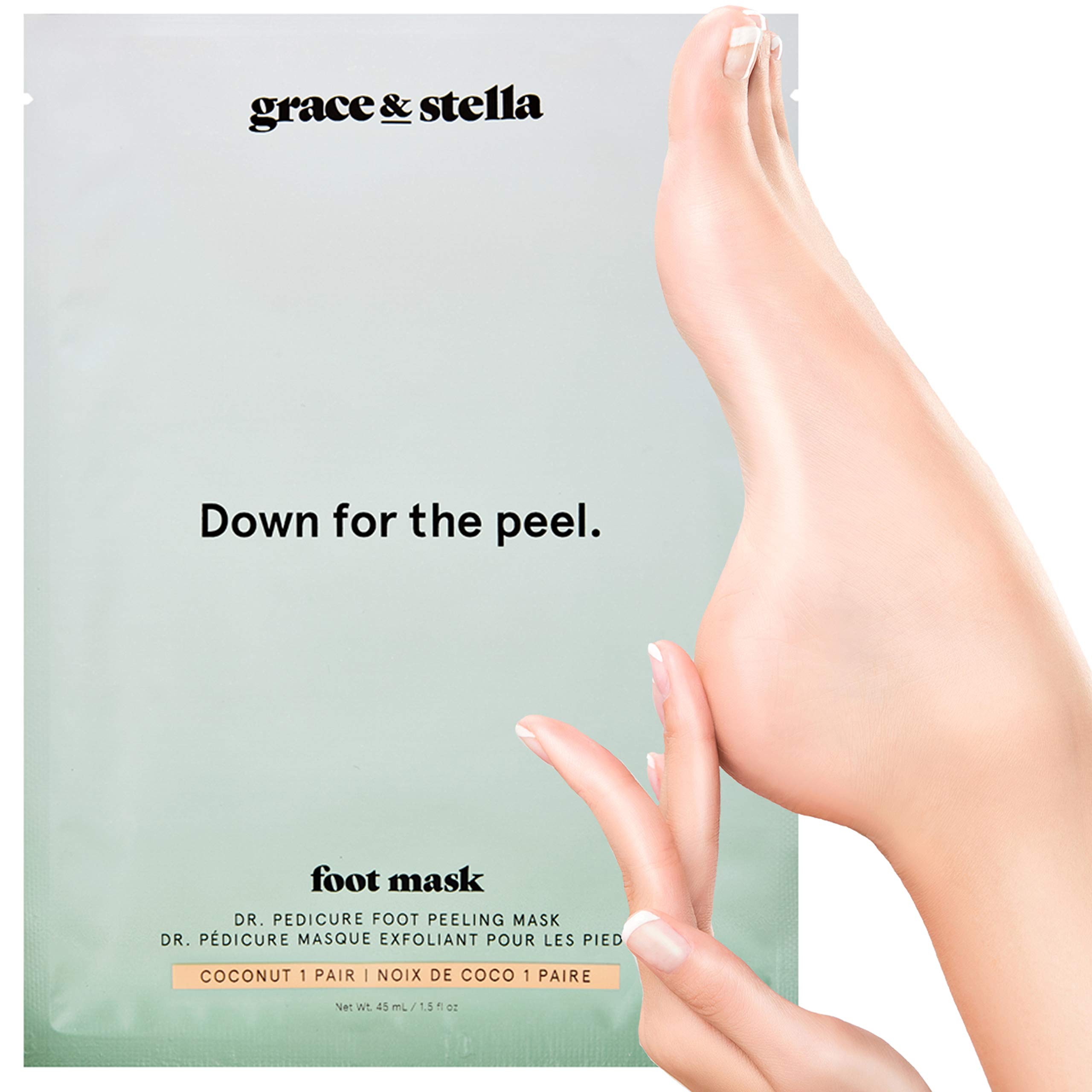 Foot Peel Mask (2 Pair, Coconut) - Foot Peeling Mask for Soft Feet, Exfoliate Dead Rough Skin, Cracked Heels & Calluses, Get Soft Smooth Feet - Vegan Cruelty - Free Self Care by grace and stella