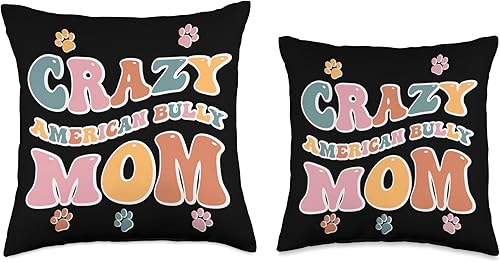 Miniatura 3 de Crazy American Bully Mom Design for Dog Lovers Throw Pillow, 16x16, Multicolor