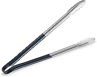 Vista 4 de New Star Foodservice 35841 Pinzas de resorte de 9 pulgadas, acero inoxidable, revestimiento de vinilo, juego de 12, color negro