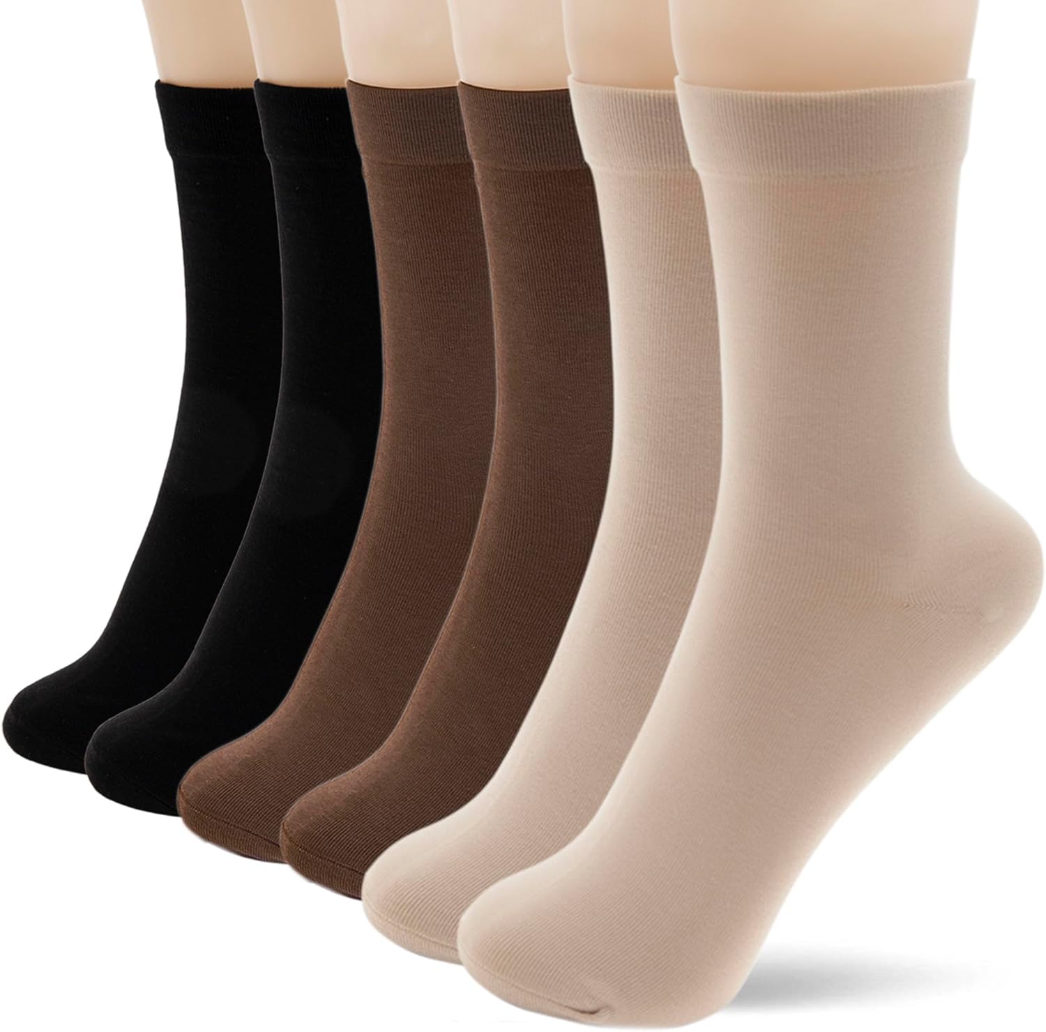 Ivyhouse Thin Crew Socks for Women - Dress Socks - Soft Cotton Socks - Crew Socks for Business Trouser Casual 3-6 Pairs