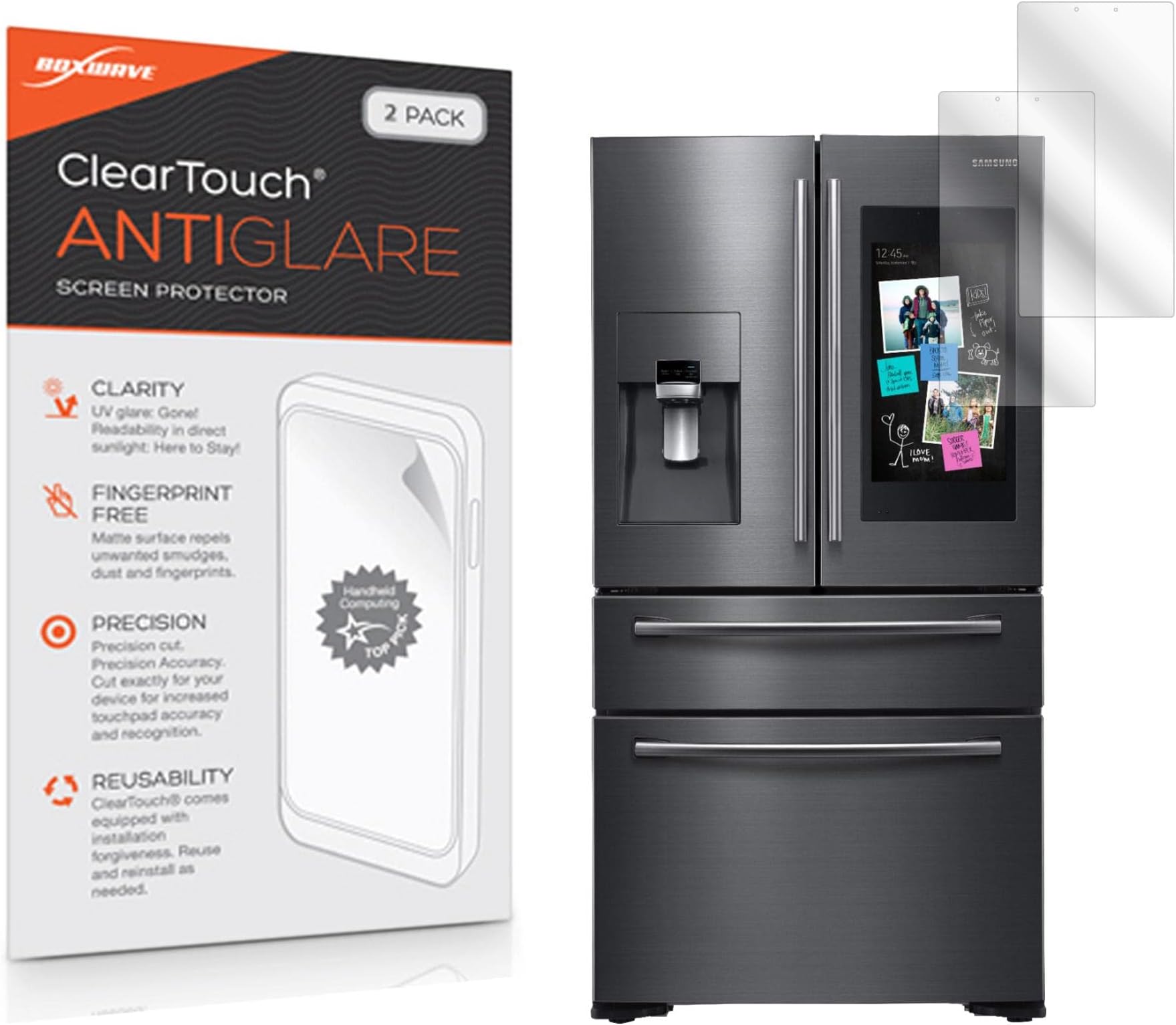 BoxWave Screen Protector Compatible with Samsung Family Hub Refrigerator Without Speaker - ClearTouch Anti-Glare (2-Pack), Anti-Fingerprint Matte Film Skin