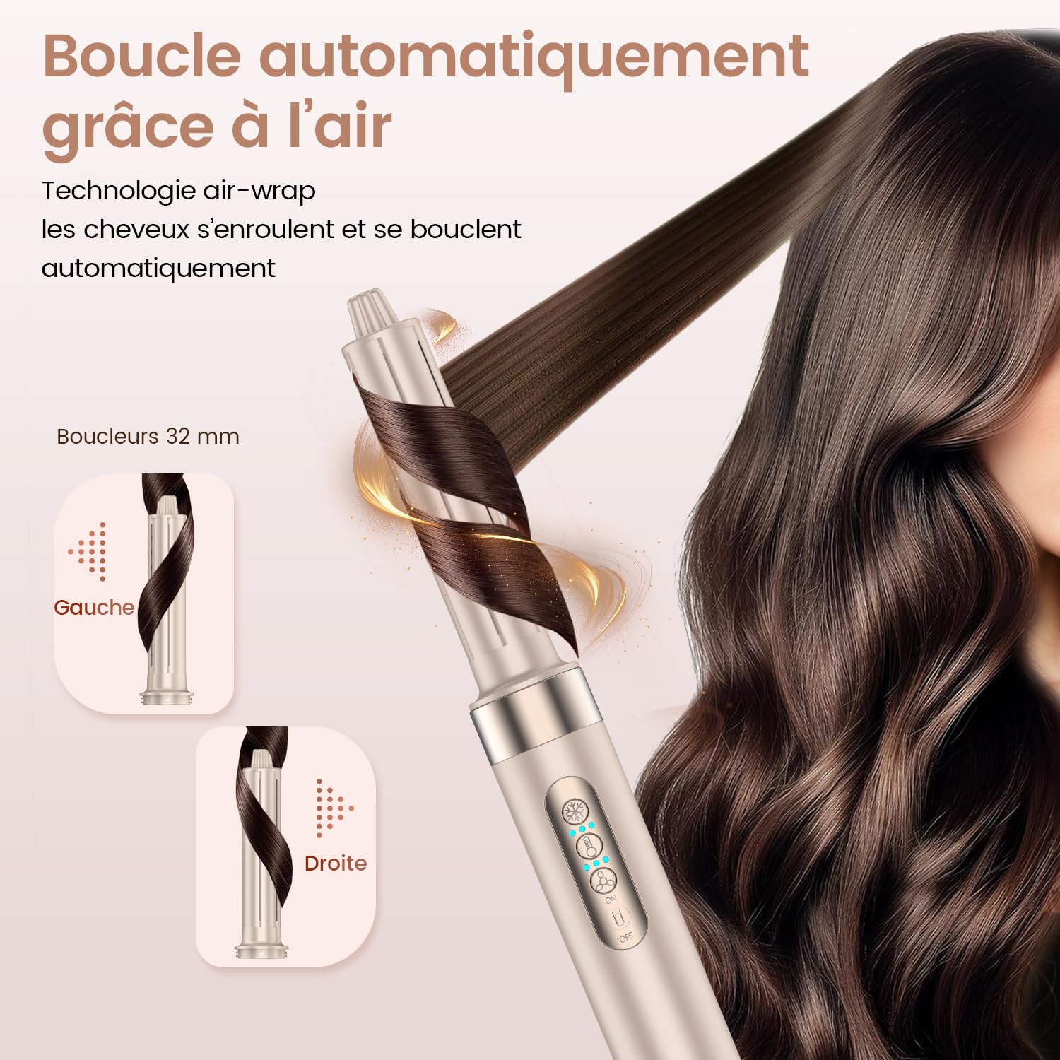 Air Styler 8-en-1 Brosse Soufflante – Haute Vitesse 110 000 tr/min Séchage & Coiffage Rapide, Ionique Sèche-Cheveux avec Boucleurs Auto-Wrap, Diffuseur, Brosse Volume & Lissante