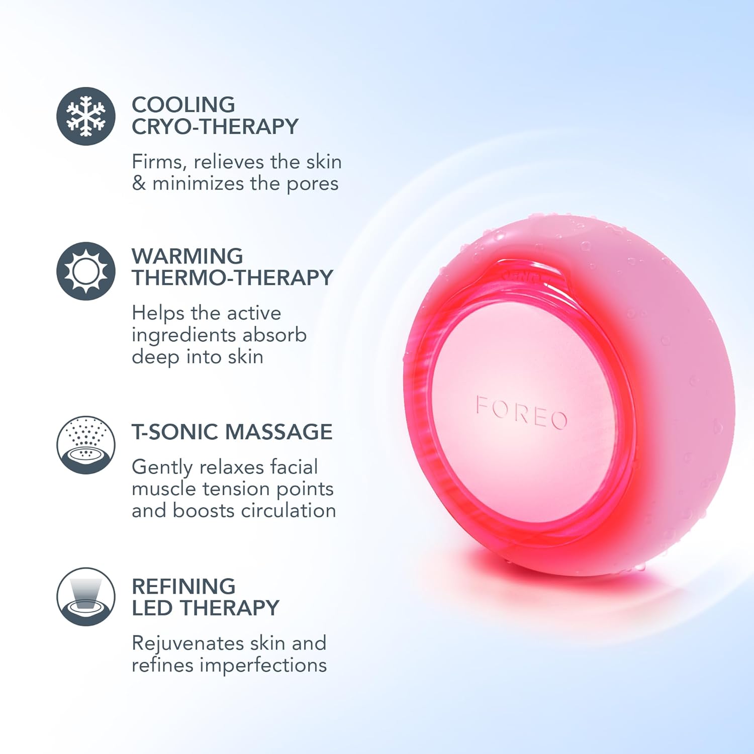 FOREO UFO 3 Deep Face Moisturiser - 5-in-1 Facial Spa - Red Light, Warming, Cooling, Massage, Anti Aging - Face Mask Skin Care - Pearl Pink