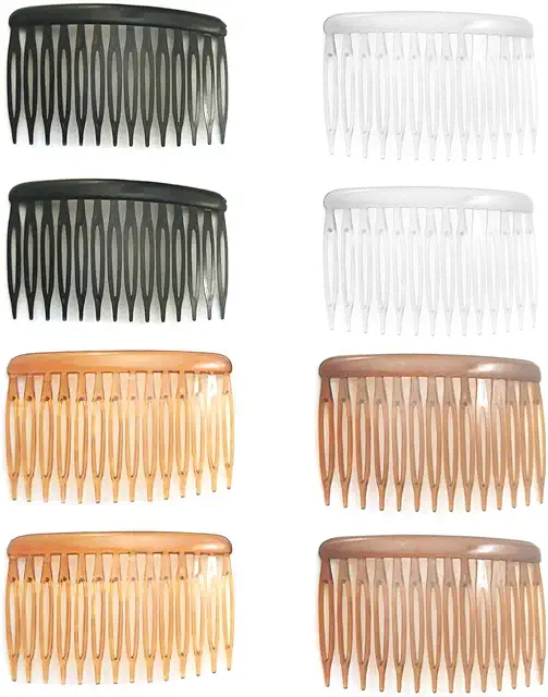8 Peignes à Cheveux Femme - Dents Fines, Plastique Léger, 4 Couleurs