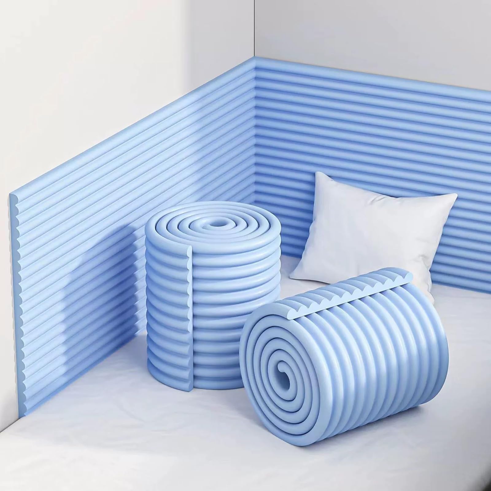 Anti-Collision Wall Padding, DIY Peel and Stick on Headboard Panels, Padded Wall Panels Self-Adhesive for Bedroom, Tatami, Nursery, Decorative Wall Cushion(Blue,1.1x20x200cm)