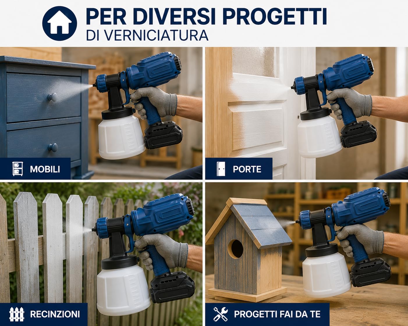 Pistola pulverizadora para pintura inalámbrica con batería, pintura eléctrica portátil con depósito extraíble, pulverizador para muebles, puertas, vallas y proyectos de bricolaje
