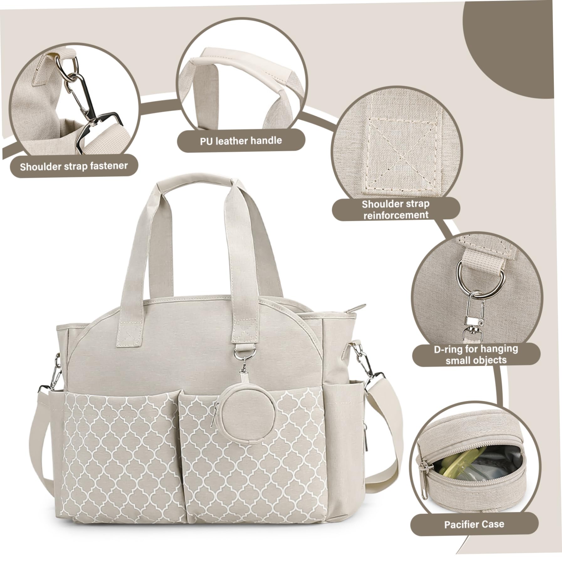 Sacs à langer pour bébé avec un sac bébé portable multi-fonctions de station à langer avec poignée et bandoulière pour maman
