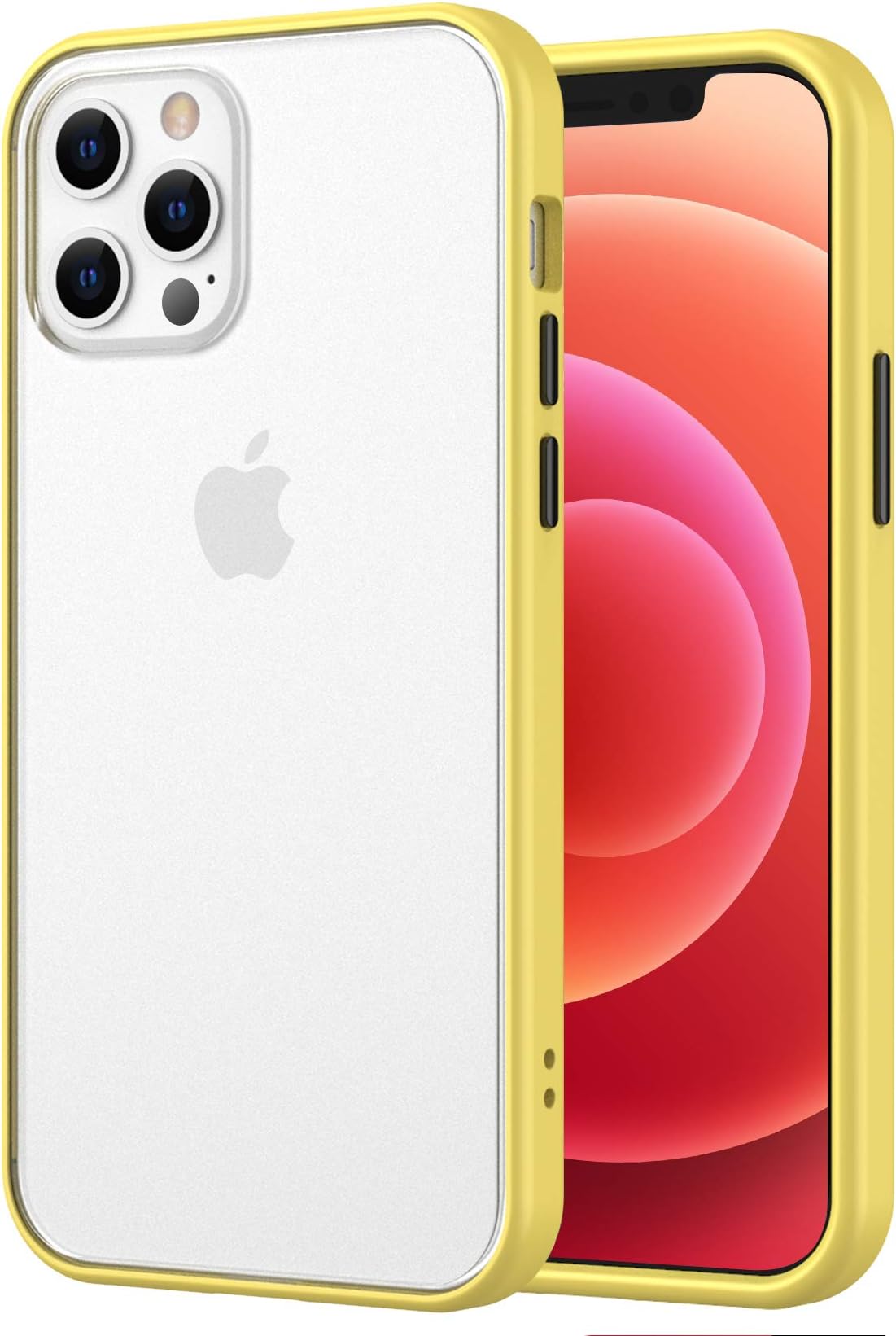 Saputu Compatible with iPhone 12 Pro Max Case, Translucent Matte TPU Bumper Soft Edges, Shockproof Anti Scratch Anti-Drop Protection Frosted Cover (Yellow)