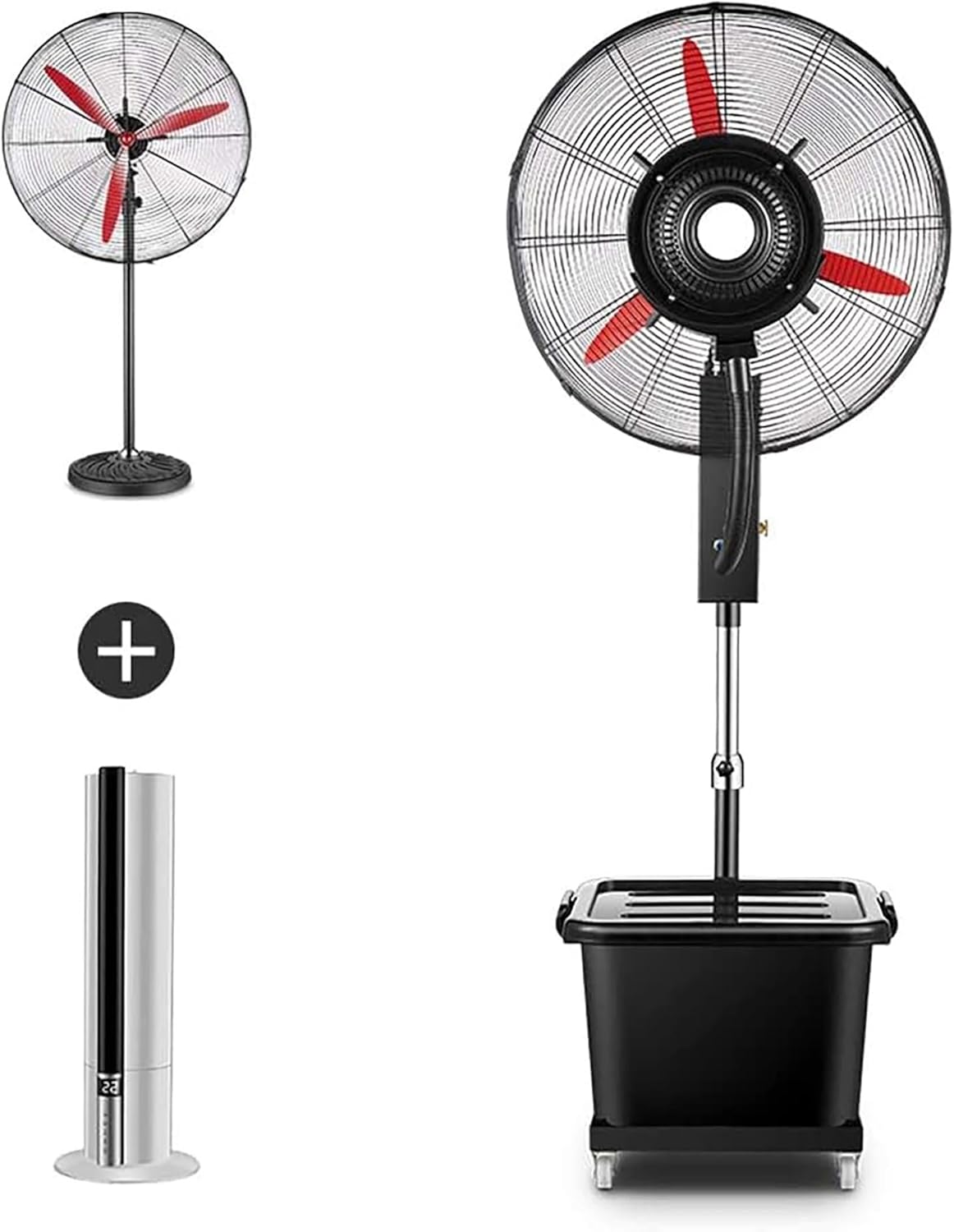 Industrial Oscillating Misting Fan,Movable Floor Fan With Weighted Base For Outdoor Use, Copper Motor,Prevent Water Ingress/Prevent Leakage/Prevent Falling Off Plug, 65cm