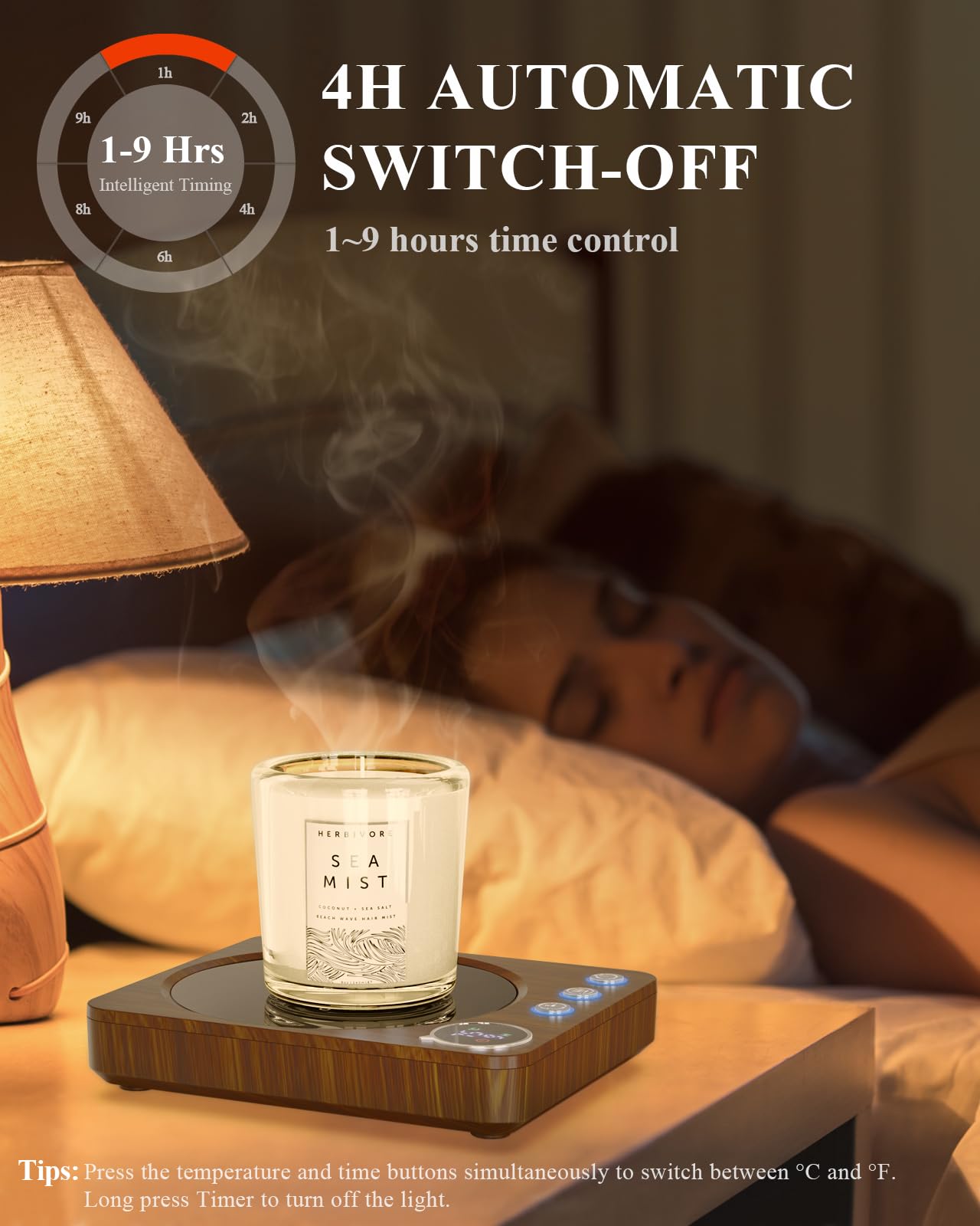 HOMEASY Calentador de Tazas, 30W para Tazas Eléctrico con 3 Configuraciones de Temperatura 4H Apagado Automático para Escritorio Agua Caliente Té Leche Calentador Regalo Marrón