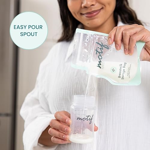 Miniatura 6 de Motif Medical, Bolsas de almacenamiento de leche, bolsa de congelador de leche de 8 onzas con boquilla fácil de verter, sin BPA, etiqueta para