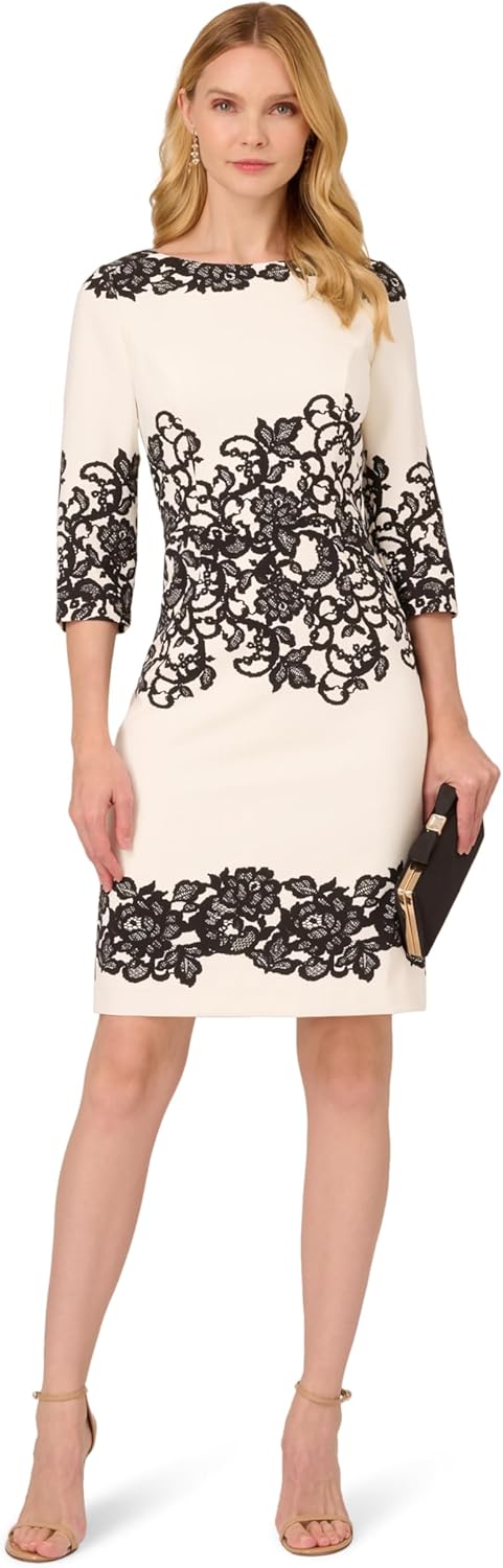 Adrianna Papell Womens Scroll Lace Short Dress - Image 4