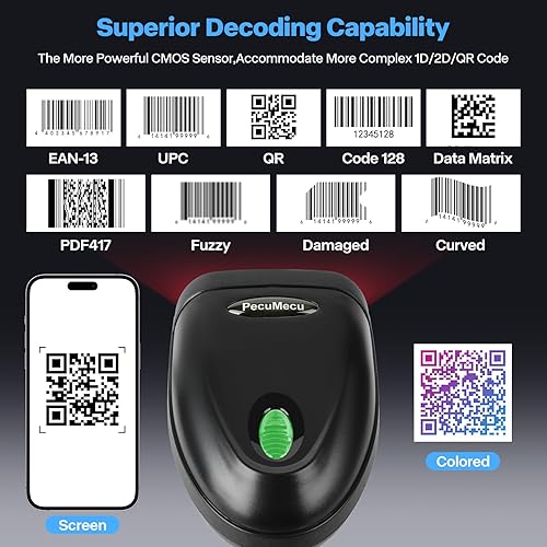 Miniatura 3 de Escáner de código de barras portátil 1D y 2D, escáner de código QR con cable PDF417 lector de código de barras de matriz de datos con cable USB