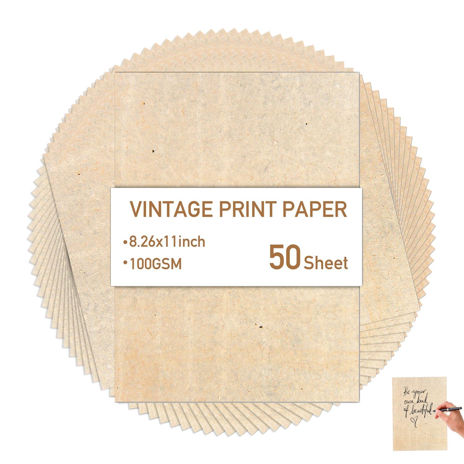 50 Feuilles Papier à Lettre Vintage, 285 x 210 mm Papier Antique DIN A4 Imprimé Recto Verso Aspect Parchemin Antique à l'ancienne Pour D'écriture et Impression D'imprimantes DIY Motif Scrapbooking