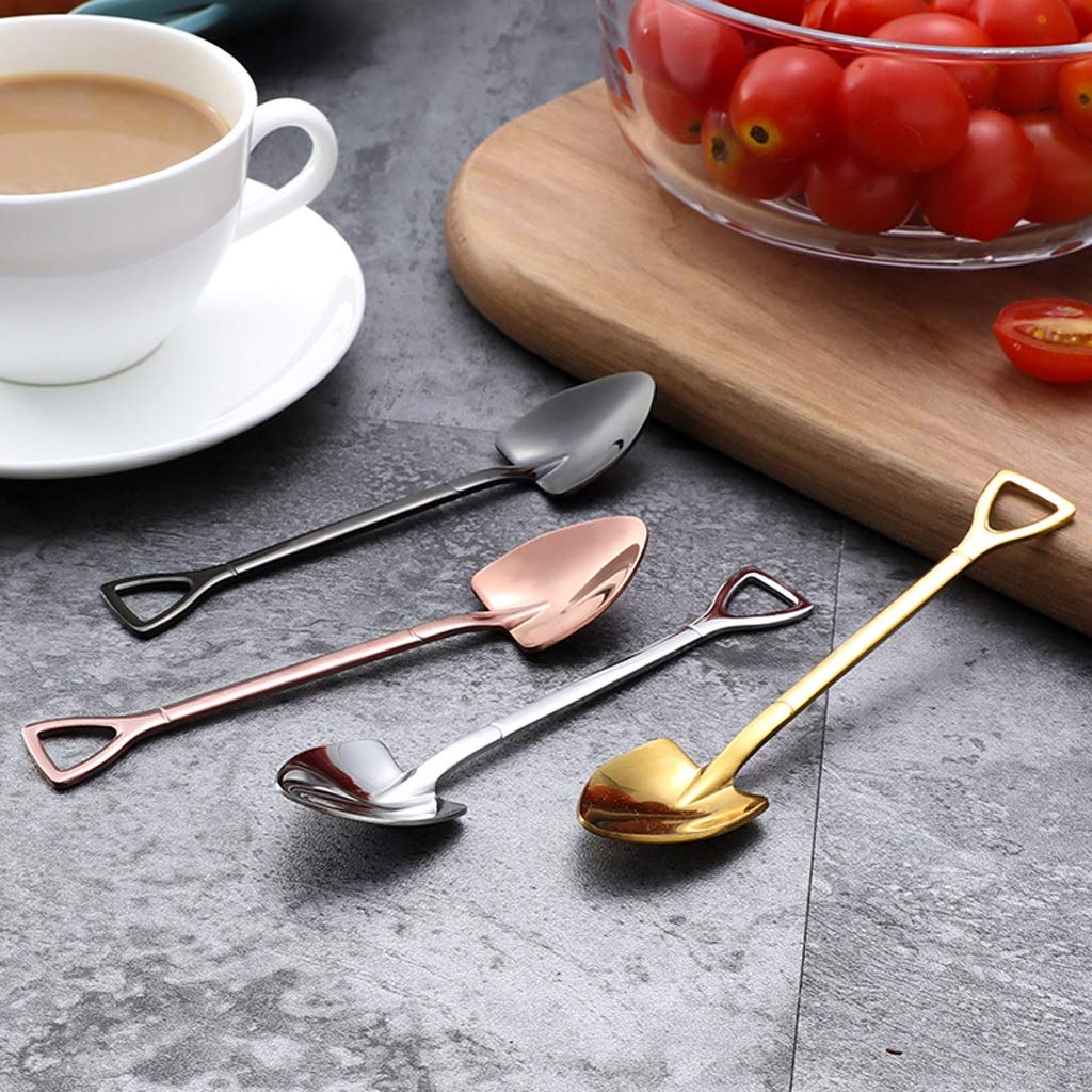 Cucharas de té, cucharas de postre, cuchara de café creativa de acero inoxidable, cuchara for helado, cucharas de azúcar, helado, té, cucharas for agitar, cucharas de café expreso, cucharas de sopa (c