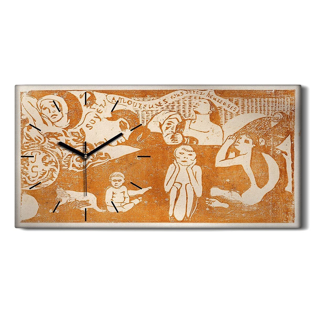 Horloge sur Toile 60x30cm Noire Silencieuse pour Salon et Chambre