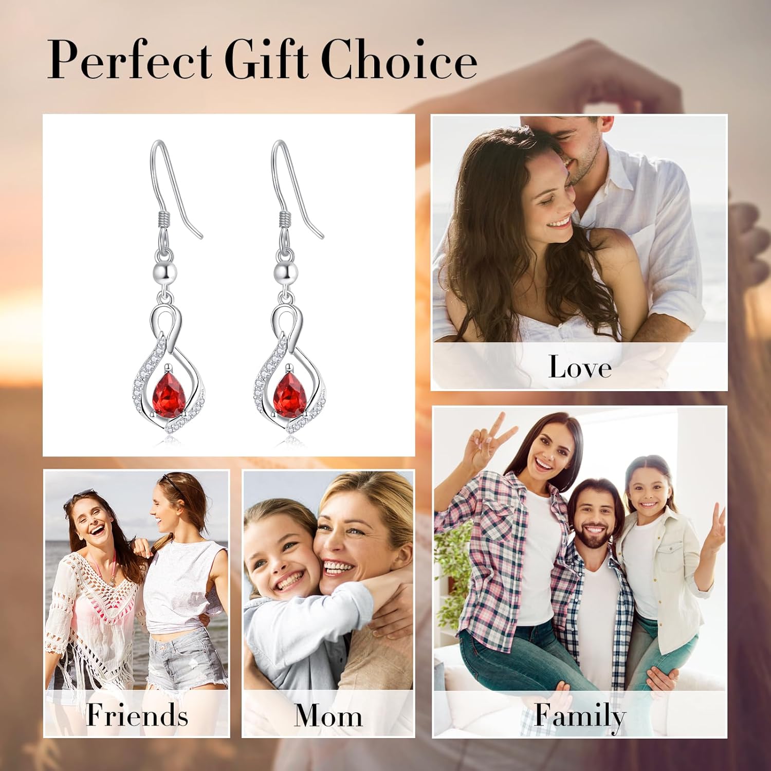 AENEAS Infinity Birthstone Earrings for Women 925 Sterling Silver Infinity Dangle Drop Dangly Jewelry Mother's Day Gifts for Mom Women Wife