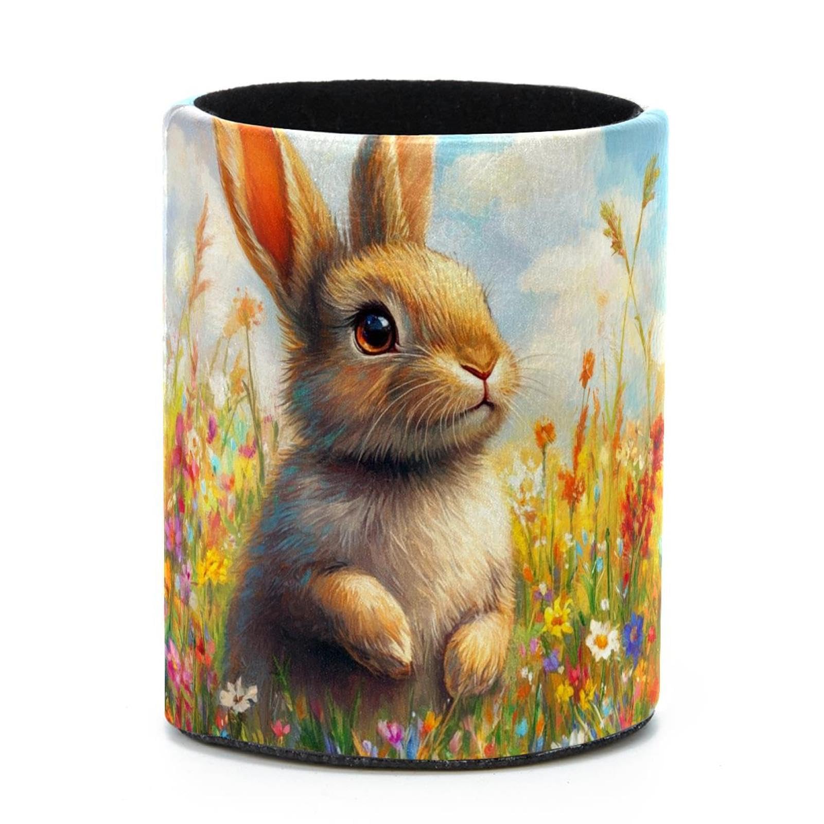 VAPOKF Round Pencil Holders for Desk, Cute Rabbit Pen Holders Pen Pot Makeup Brushes Storage Desktop Stationery Supplies Organiser for Home Office