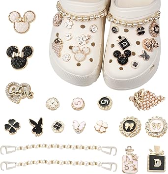 18PCS Croc Charms for Adults Girls Shoe Charms for Clog Shoes, Crystal Rhinestone Chain Shoe Accessories Shining DIY Shoe Decoration Charms for Women Girls Birthday Christmas Party Gifts