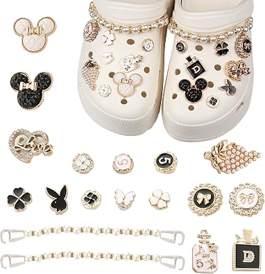 18PCS Croc Charms for Adults Girl, Jewel Crystal Shoe DIY Decoration Charms