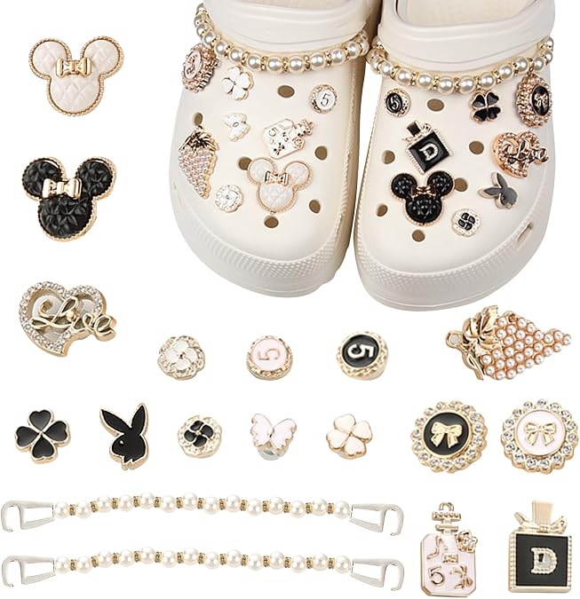 18PCS Croc Charms for Adults Girl, Jewel Crystal Shoe DIY Decoration Charms