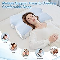 Vista 3 de Almohada cervical para dormir, almohadas para dormir de lado para adultos, almohada ergonómica de espuma viscoelástica con funda de almohada de seda