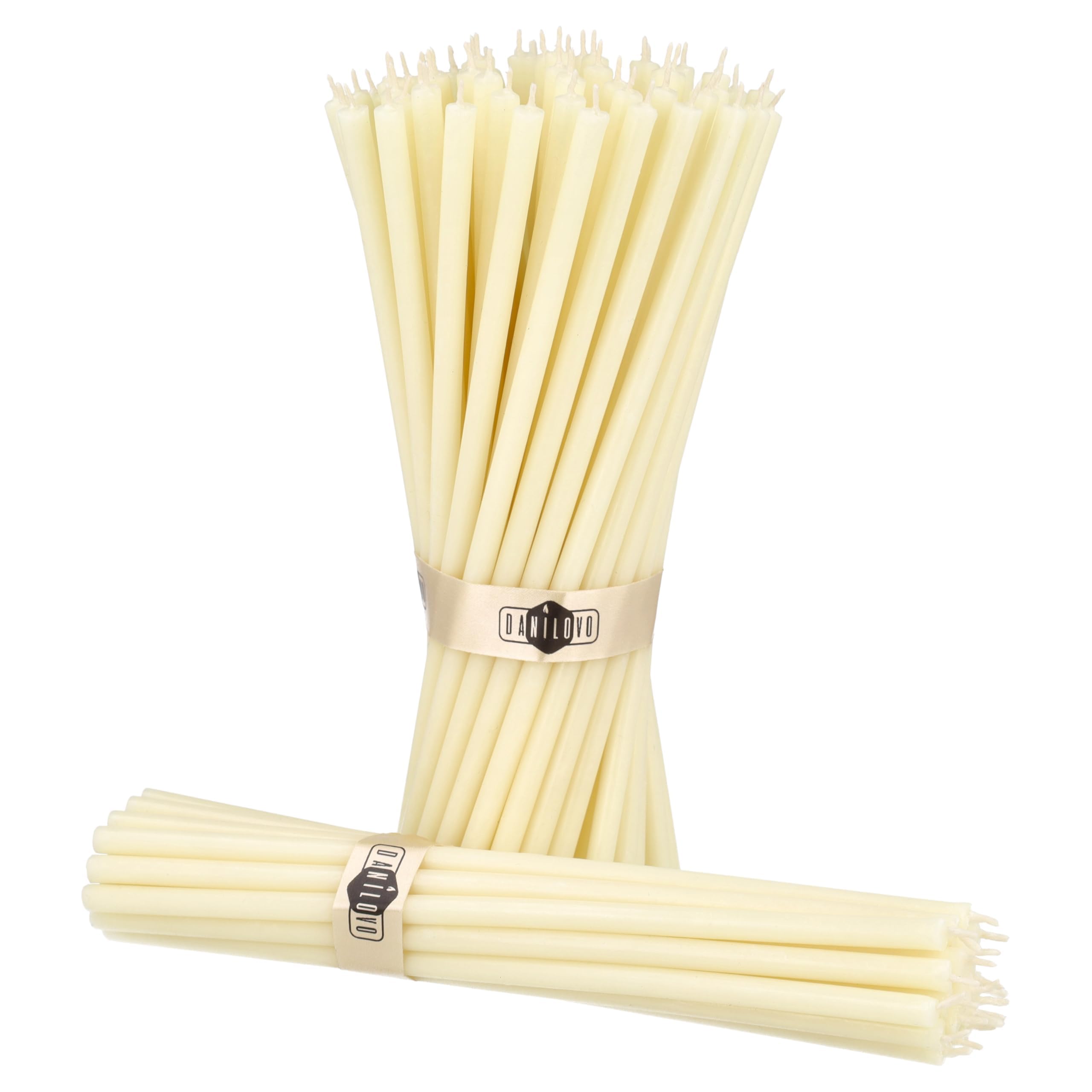 Danilovo Bougies En Cire D'Abeille Pure, Bougies Naturelles Pour La Prière à L'Eglise, Rituales, La Méditation, Décoration Pour Le Gâteau D' Anniversaire, 18,5 Cm De Long, Lot De 50 (Noir