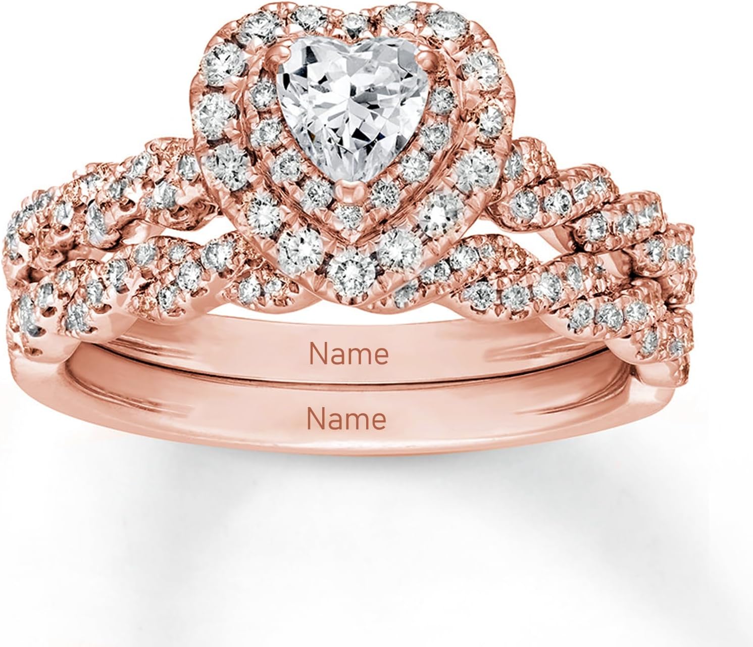 2.2 Carat(ctw) Heart-Cut Moissanite Halo Engagement Rings Sets for Women,10K 14K 18K Real Gold Wedding Rings Sets,Bridal Ring Sets with Free Engraving,Size 5-11