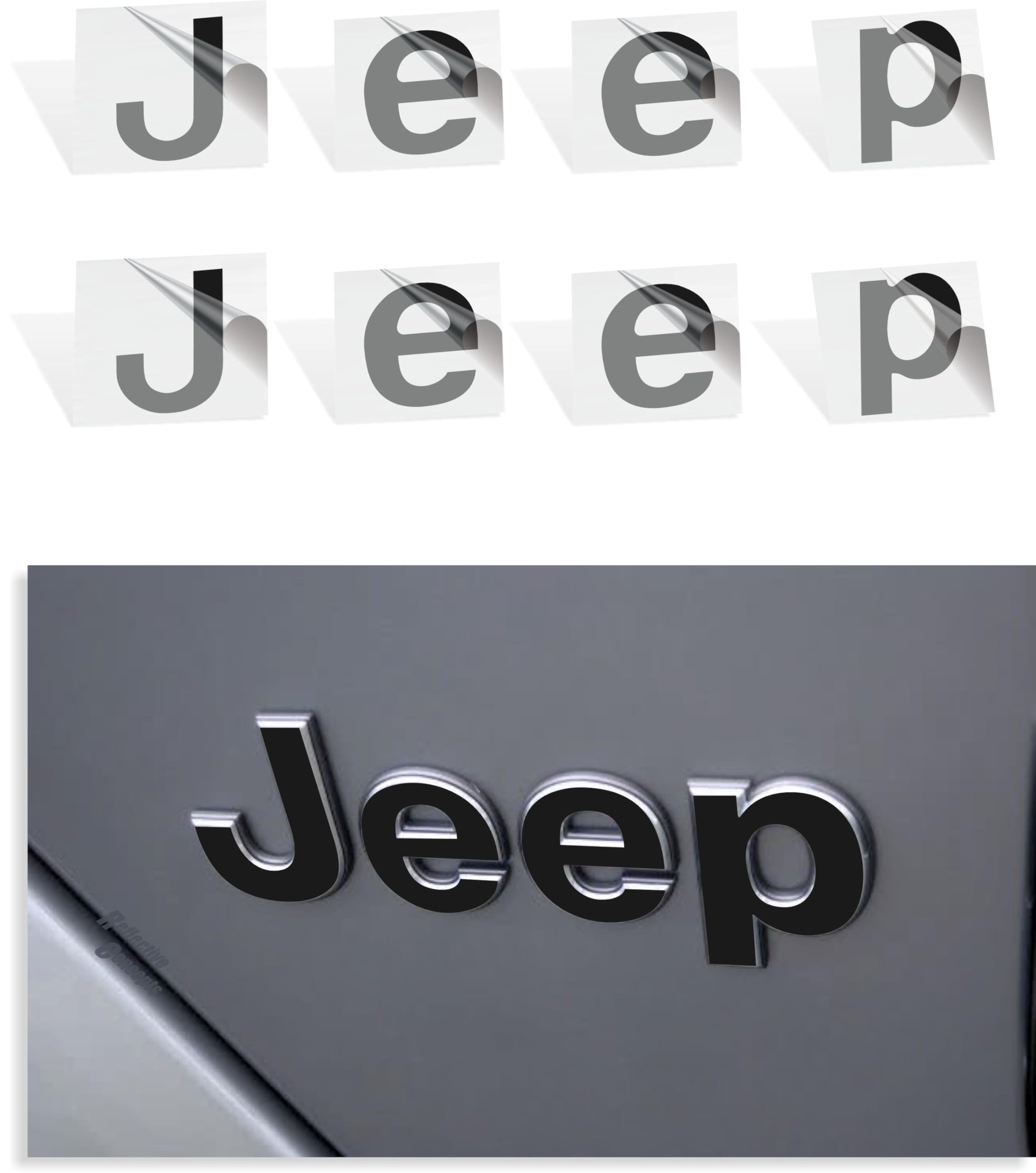 Reflective Concepts Jeep Fender Emblem Overlay Decal Stickers - 2020-2025 Gladiator - (Color: Flat Black)
