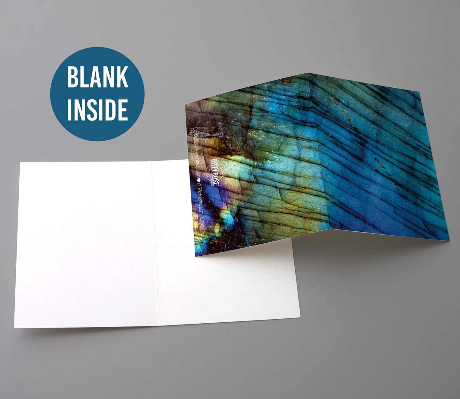 All Occasion Abstract Greeting Cards Boxed Set - 24 Blank Just Because or Thank You Cards w/White Envelopes - Marbled Agate Designs on High-Quality Card Stock by RitzyRose (Mixed Opal)