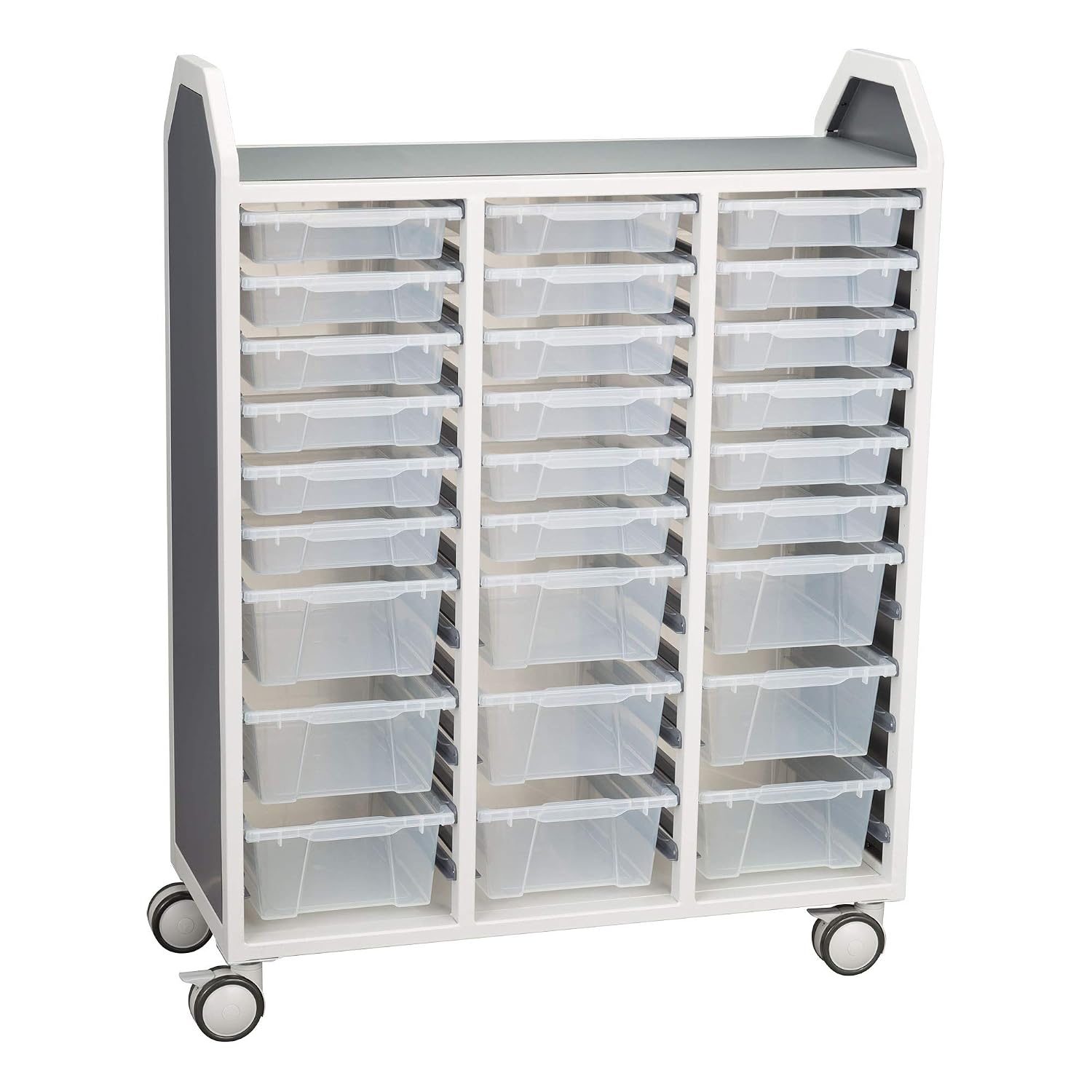 Learniture Heavy Duty Mobile Metal Storage Cart with 20 Small and 12 Large Bins, LNT-GNO3044-PKAM-SO
