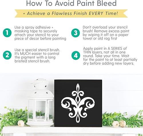 Miniatura 9 de Plantillas de damasco (3 diseños), plantillas grandes de flor de lis para pintar pisos, paredes, azulejos, muebles, tela, madera, cada una de 11.75