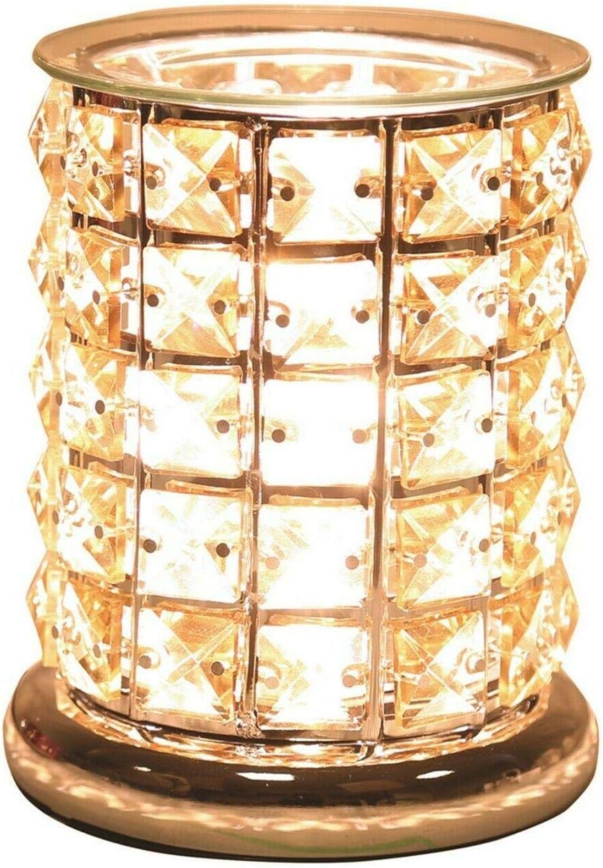 Aroma Electric Wax Melt Burner Touch On/Off Amber Crystal Cylinder