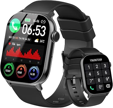 Smart WatchAnswer/Make Call, 1.96" HD Smartwatch for Men Women, 2025 New Fitness Watch with 100+ Sport Modes, Heart Rate/Sleep/SpO2/Calories Monitor, IP68 Waterproof Activity Tracker for Android iOS
