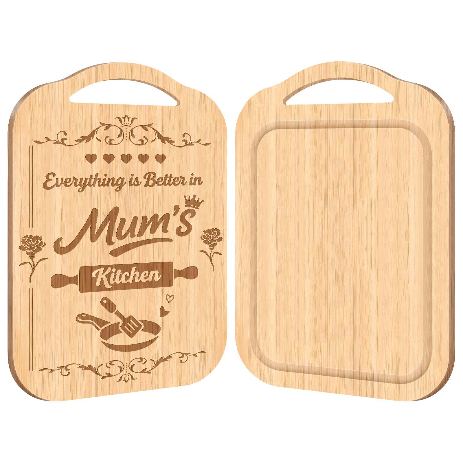 Gifts for Mum, Mum Birthday Gifts from Daughter Son, Engraved Bamboo Cutting Board, Unique Mothers Day Gift, Creative Kitchen Presents for Mummy on Birthday Mother's Day