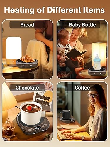 Miniatura 5 de PUSEE Plato calentador de velas grande con 2 ajustes de temperatura, calentador de taza de café con apagado automático, calentador de cera de