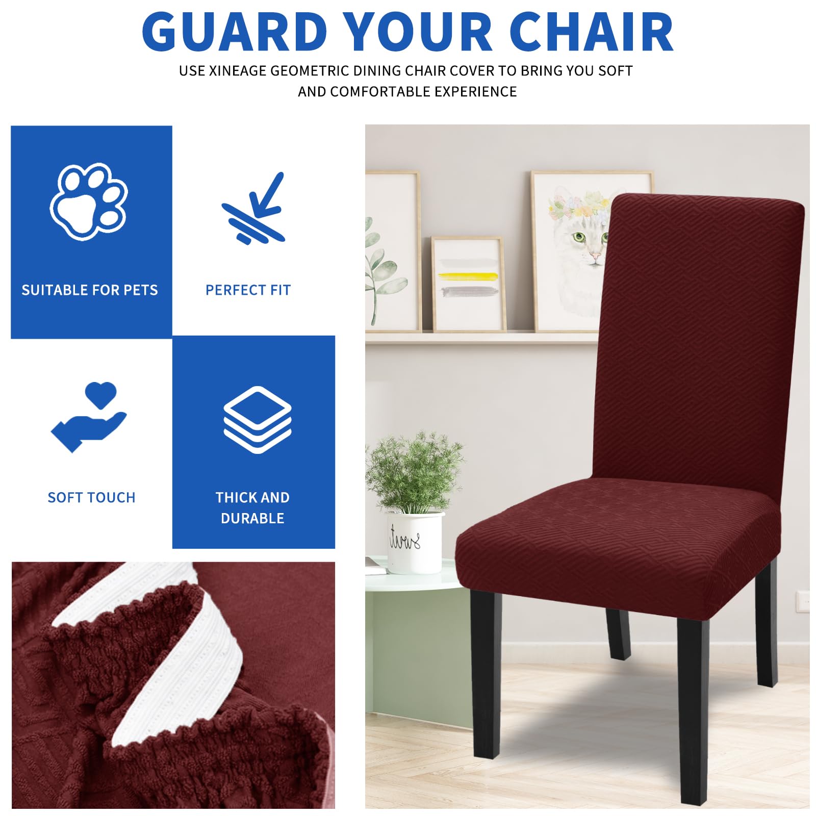 XINEAGE 2 Packs Newest Pattern Dining Chair Slipcover Parsons Chair Furniture Protector Stretch Chair Covers for Dining Room Restaurant - Image 4
